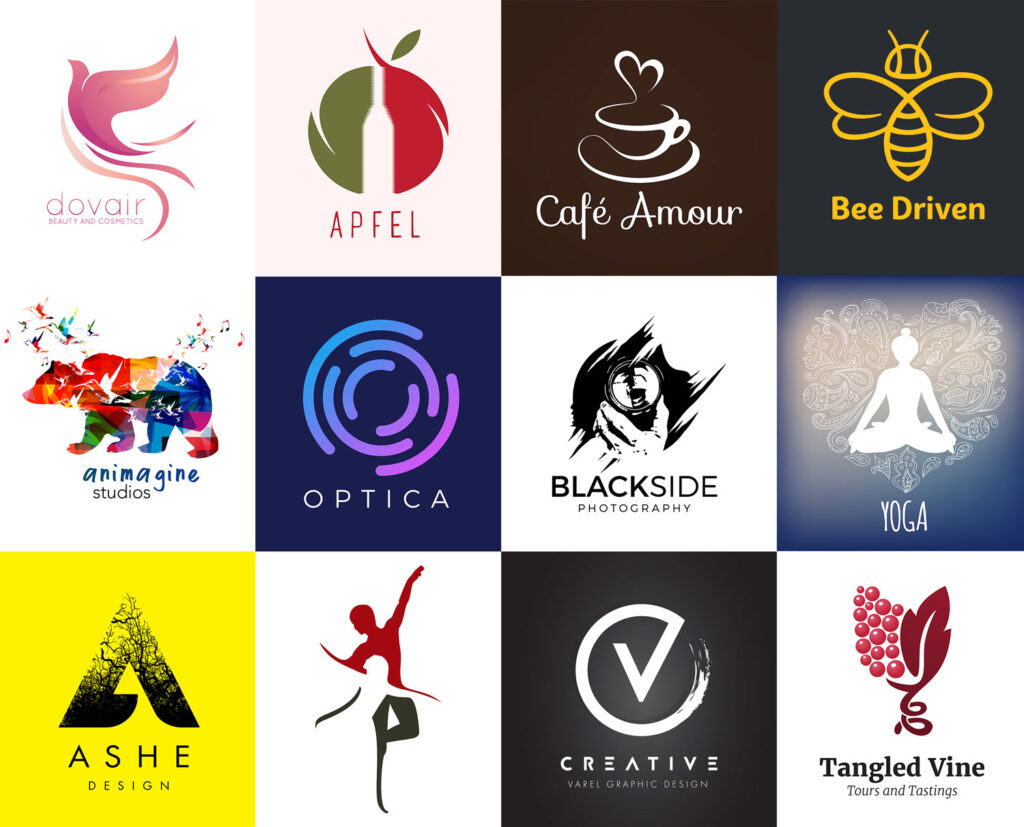 Image of twelve unique small business logos.