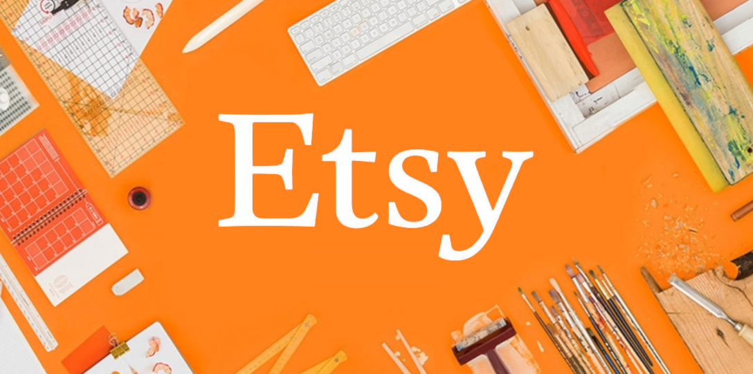 Banner image of craft supplies surrounding the word "Etsy"