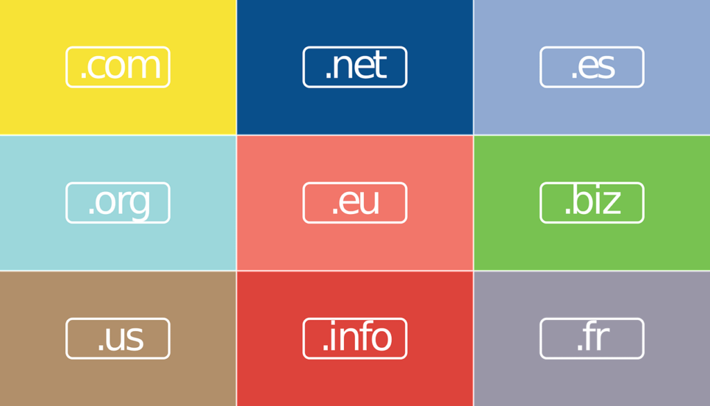 Graphic showing various domain name extensions