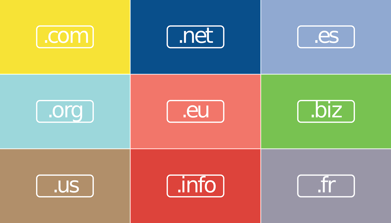 Graphic showing various domain name extensions